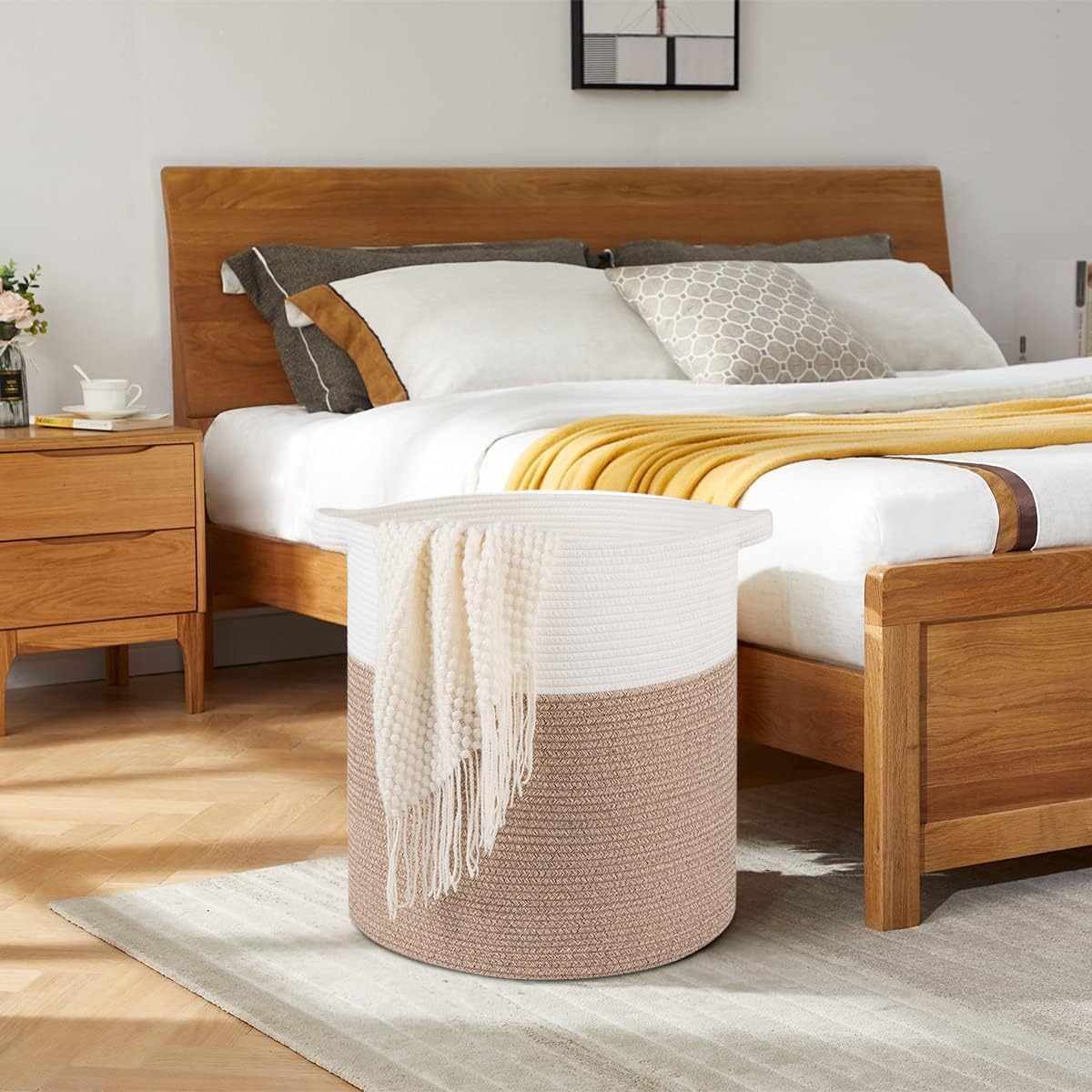 Cesta lavandería 80L asas juguetes 20x18pulg marrón