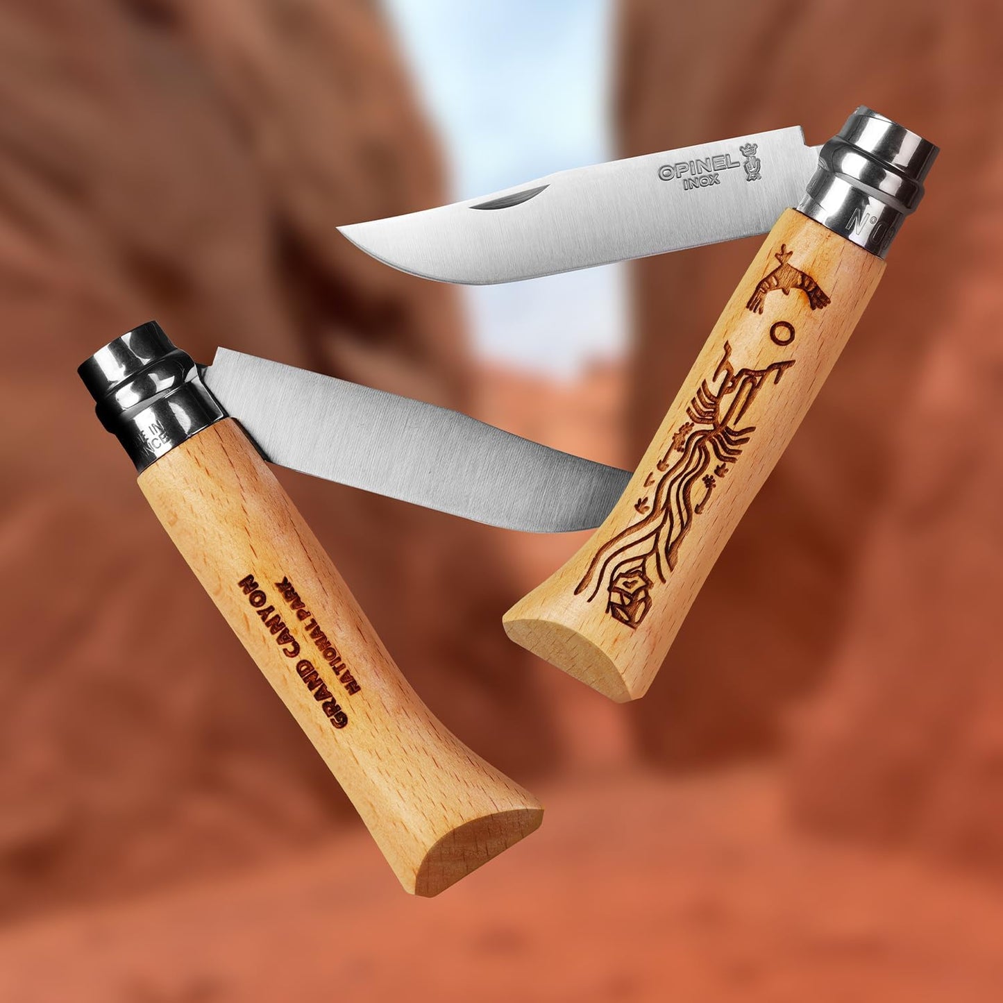 Asas acero inox grabadas madera haya Francia