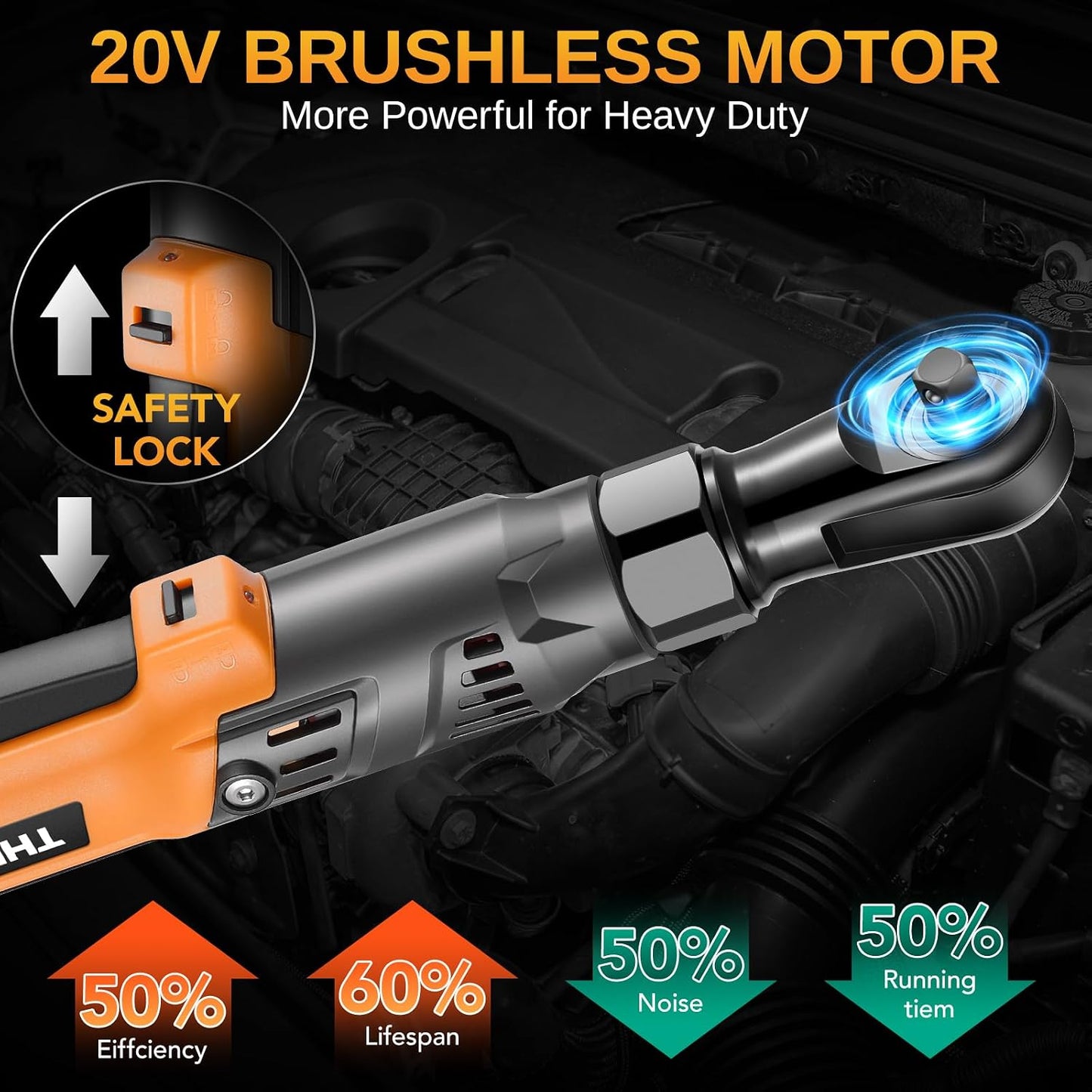 Destornillador trinquete eléctrico 3/8pulg 20V 90Nm