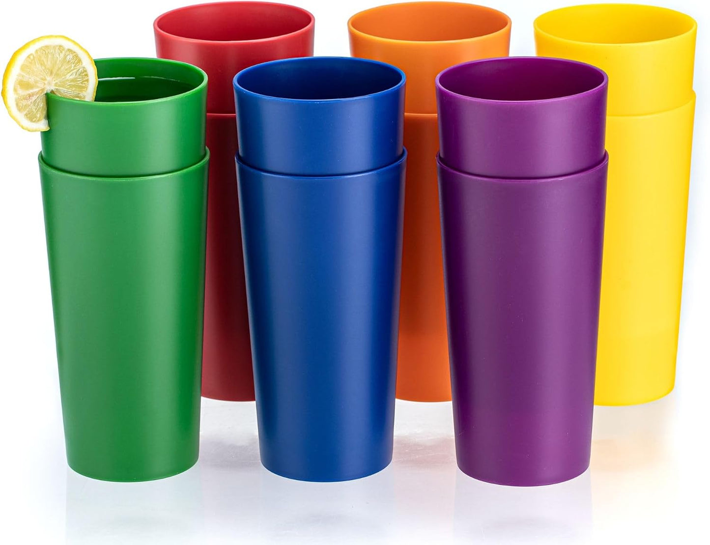 Vasos plástico apilables 26oz set 12 sin BPA reutilizables