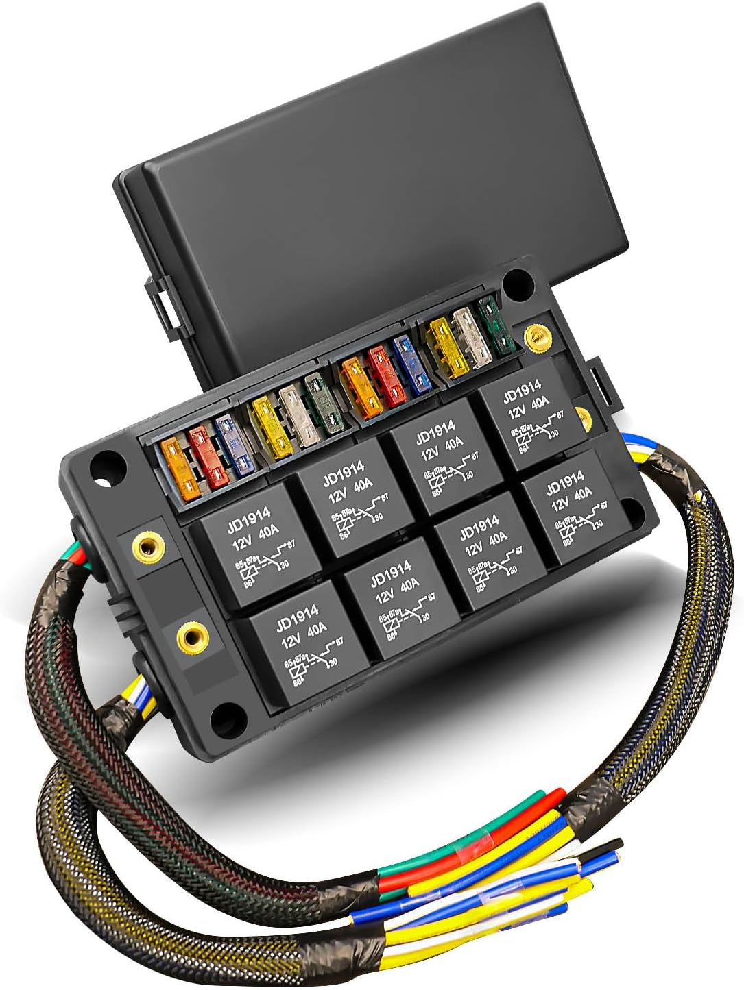 Caja fusibles 12V bloque relés 8 pines auto camión