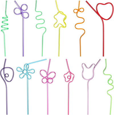 120 Pajitas Plástico Rizadas Coloridas para Niños