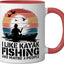 Taza Cerámica Pesca Kayak Meme Rojo/Blanco