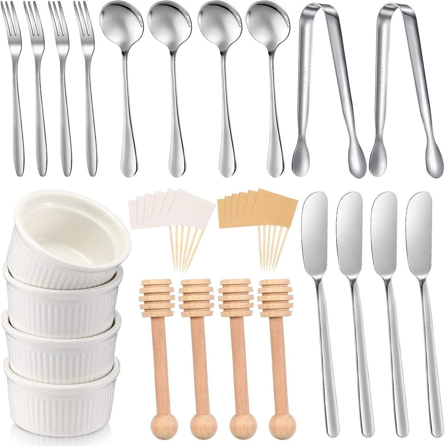 Accesorios para tabla de embutidos con cuchillos y utensilios