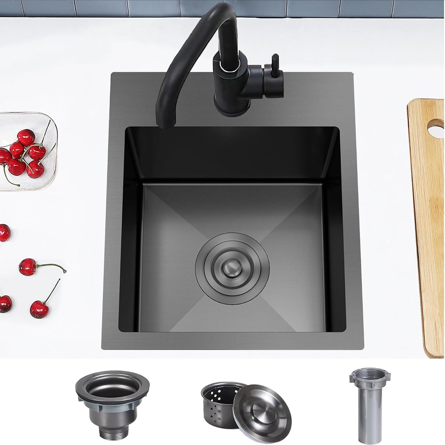 Fregadero barra 13x15" acero inox negro
