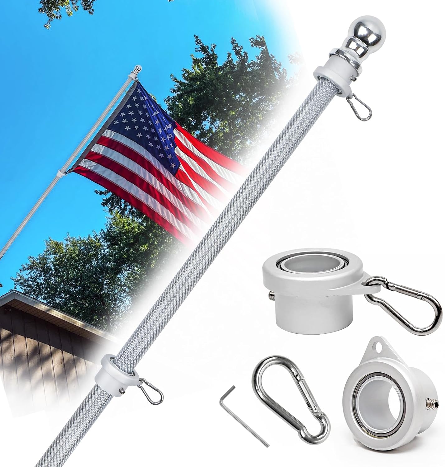 Mástil bandera fibra carbono 6ft anillos giratorios 5