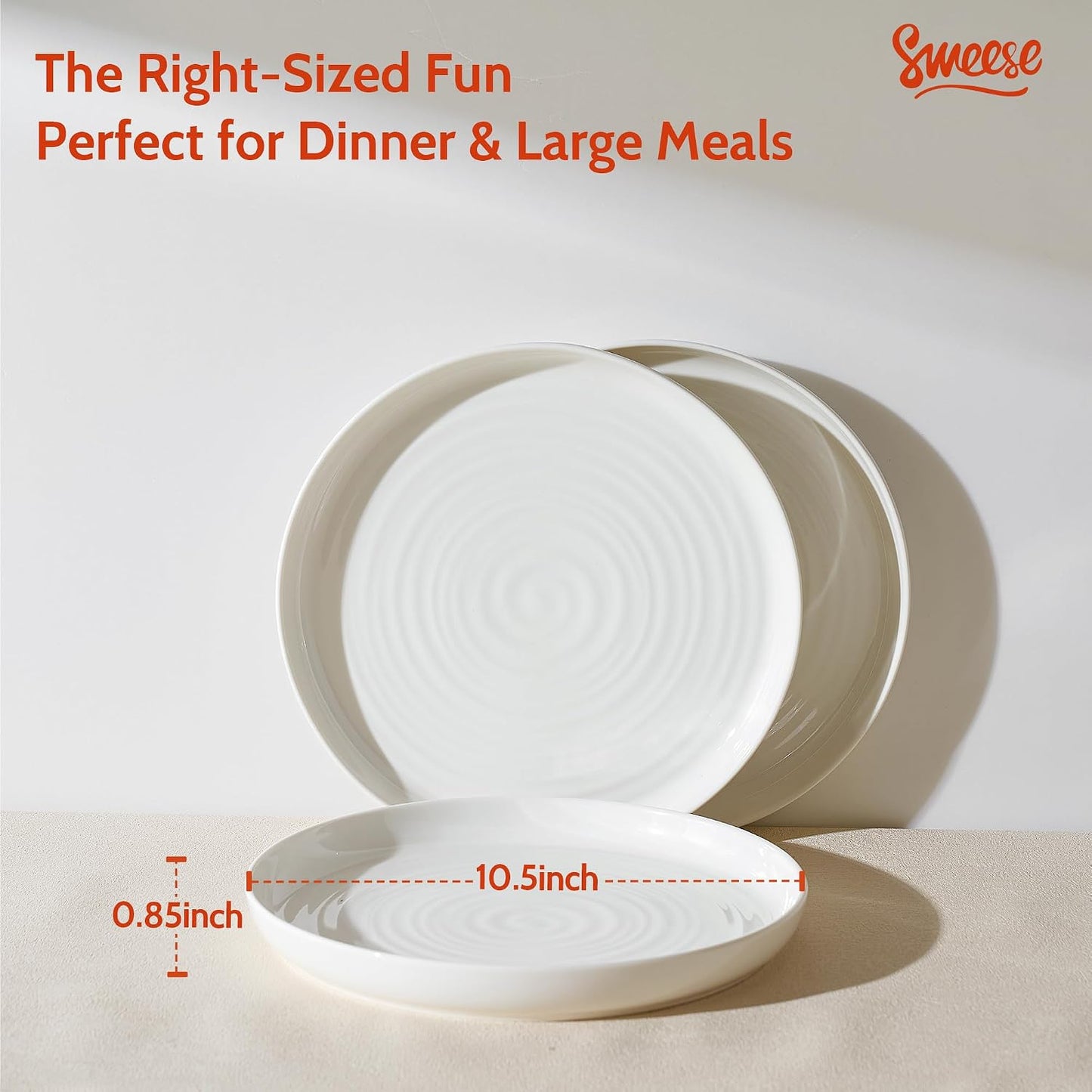 6 Pzas Platos Porcelana 10.5pulg Resistentes Blanco