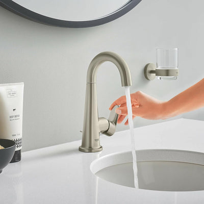 Grifo baño terciopelo 4pulg níquel cepillado