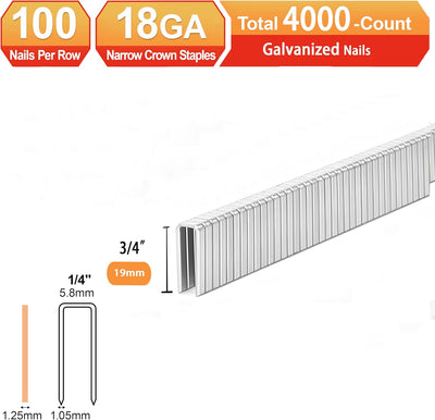 Grapas corona estrecha 1/4 pulg galvanizadas 18 GA para clavadoras