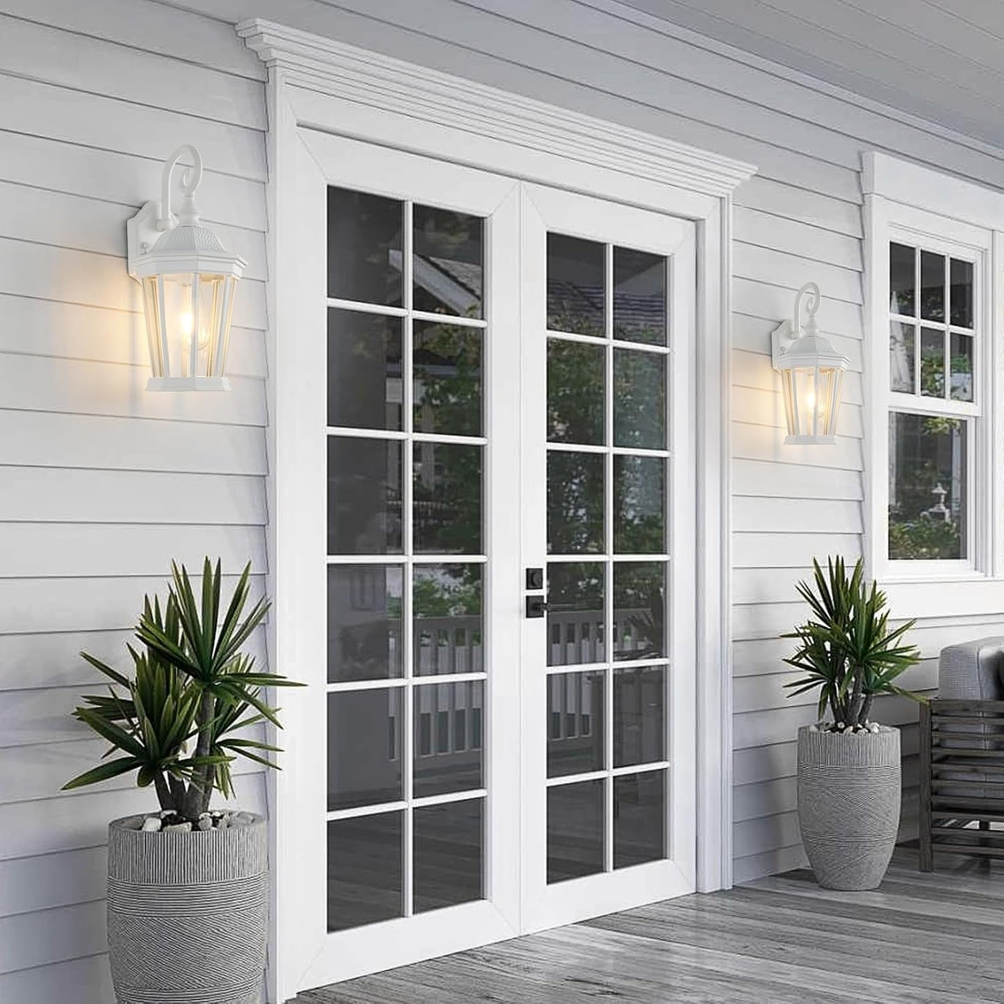 Farol pared exterior resistente agua blanco vidrio