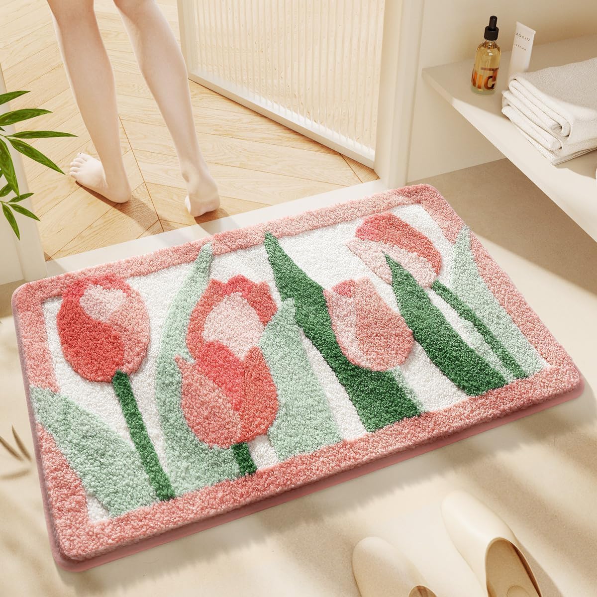 Alfombra baño tulipán antiderrap 30x17pulg