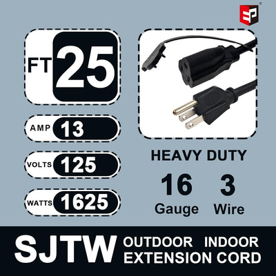 Cable extensión exterior 1-3 13pies negro resistente