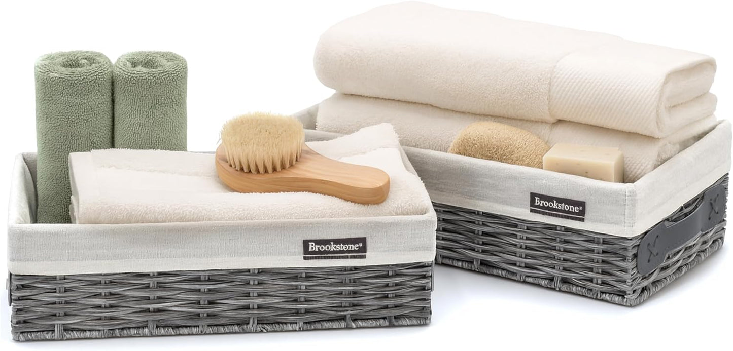 Cesta mimbre decorativa para baño y sala de estar set 2