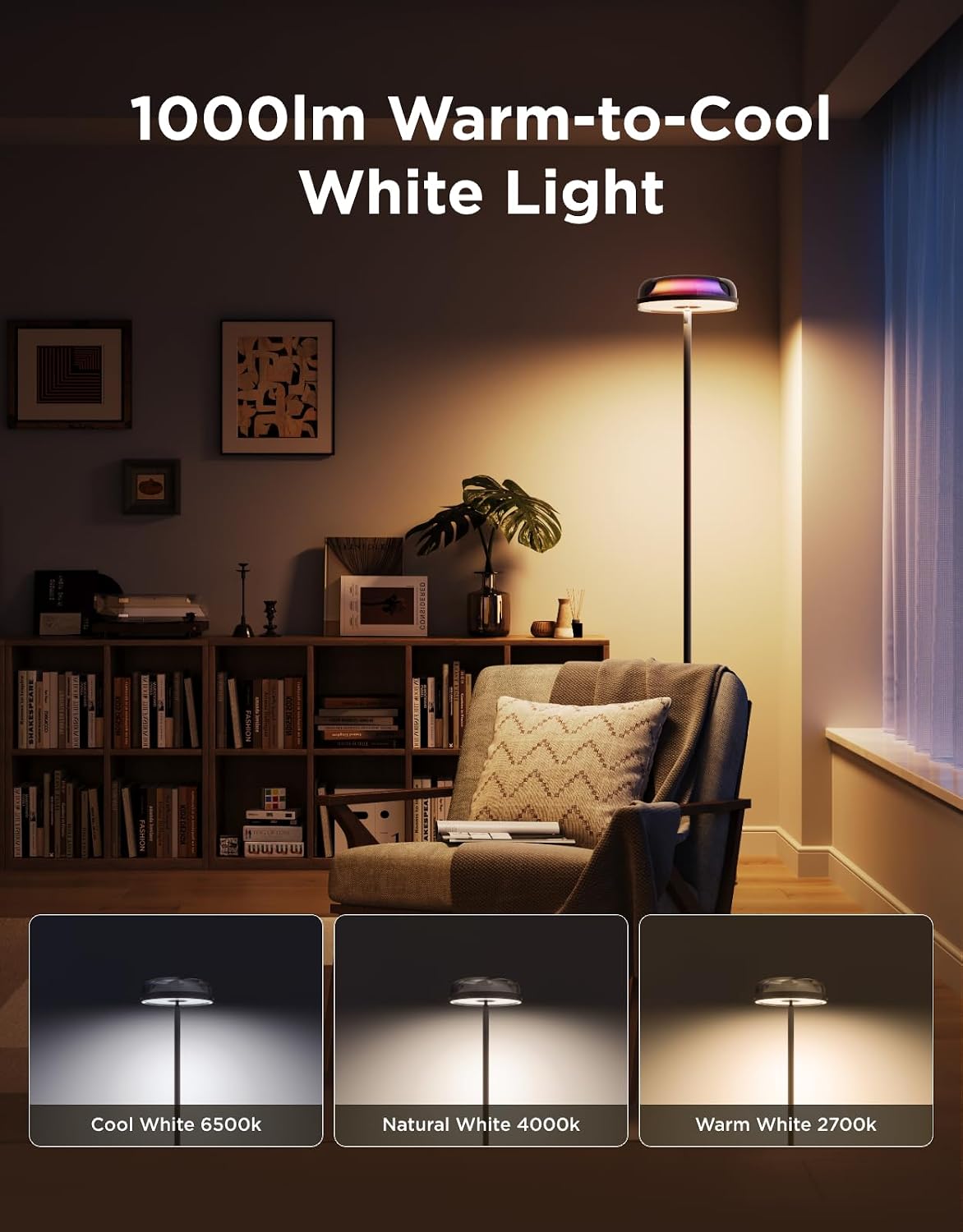 Lámpara pie RGBIC comp Alexa SmartThings luz LED blanca
