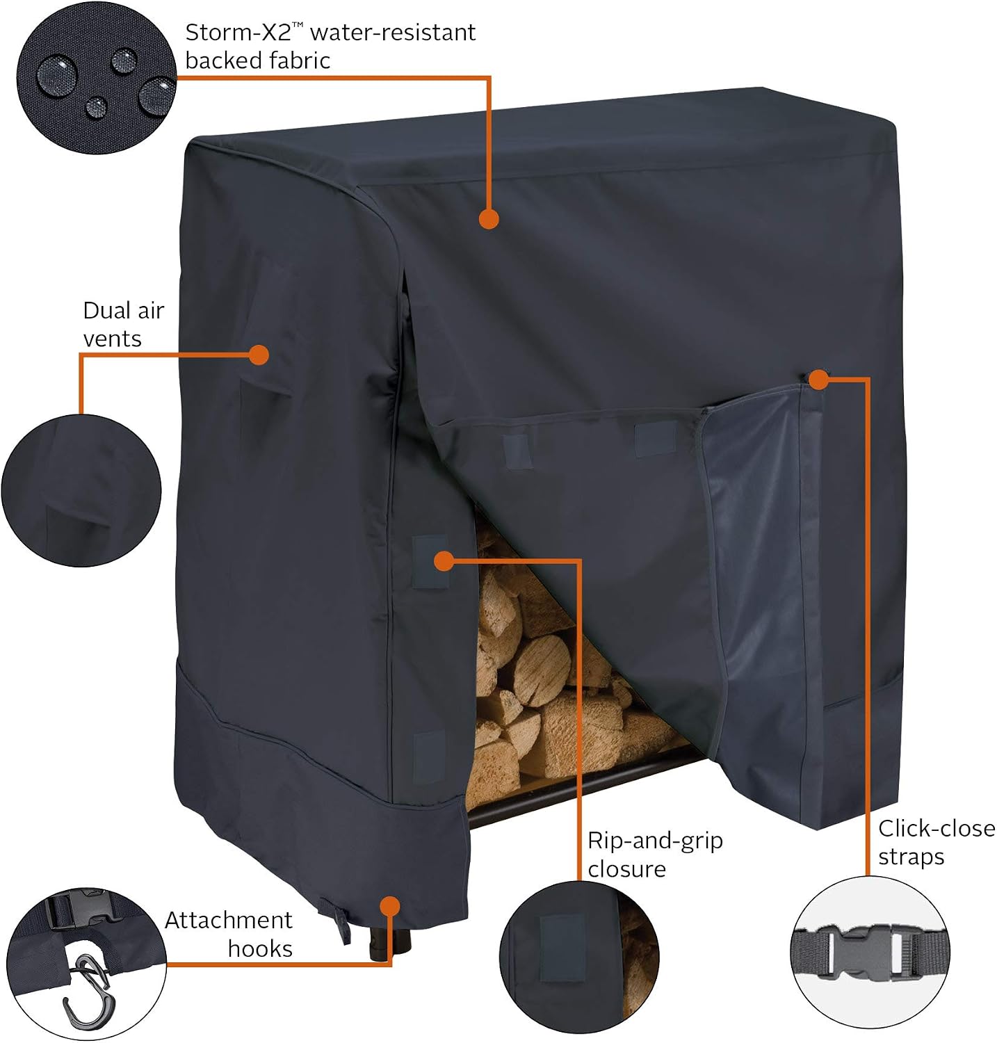 Funda para Leña Color Negro de Algodón Resistente para Hogar