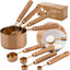 Set 8 Pzas Tazas Medidoras Acero Inox con Mango Madera