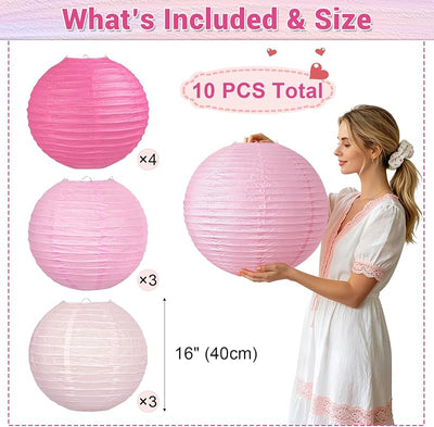 10 Linternas Papel Jumbo 16pulg Decoración Hogar Boda Iglesia