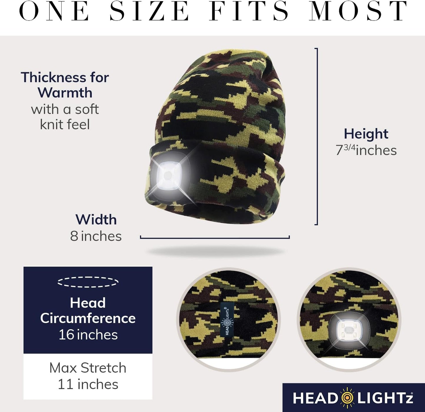Gorro LED unisex recargable camuflaje para niños