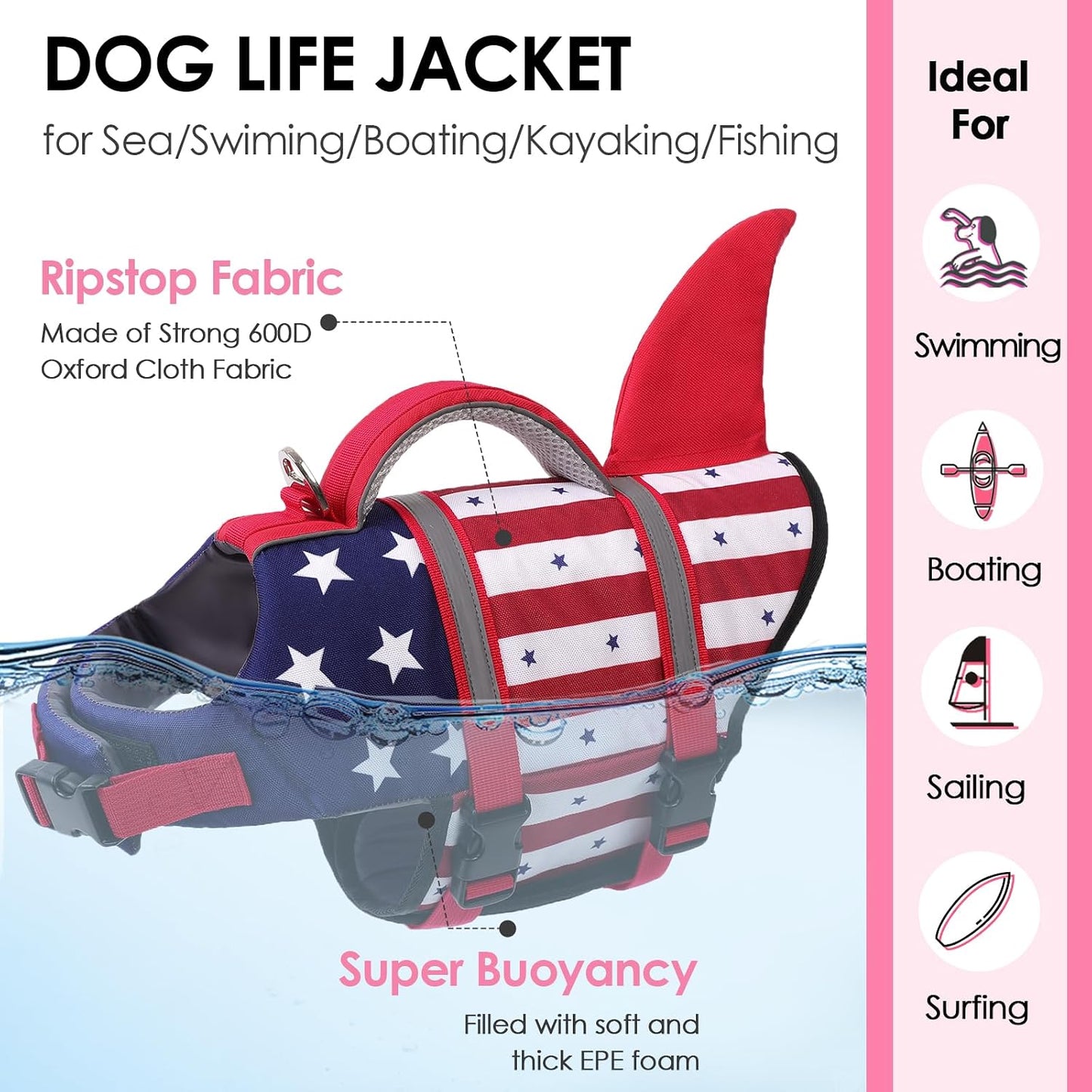 Chaleco salvavidas perros asa rescate rayas reflectantes xs azul