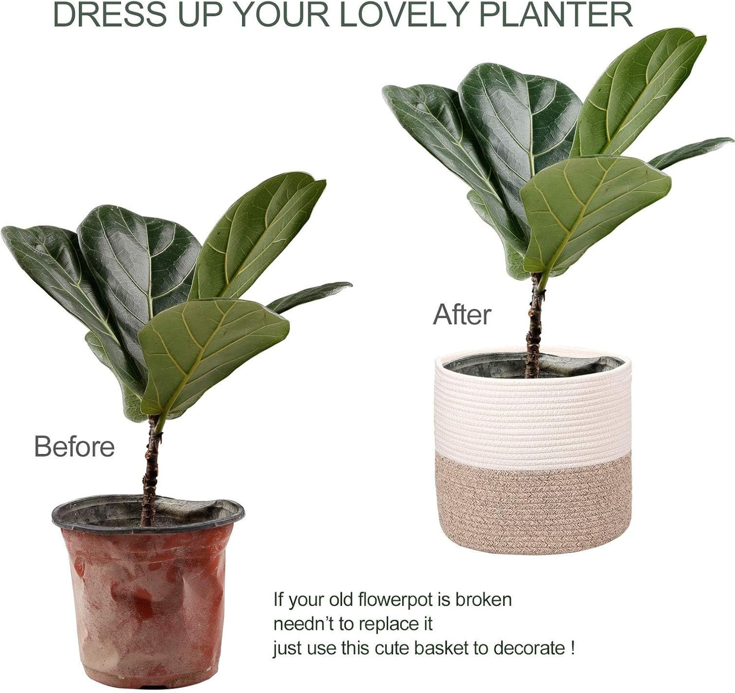 Cesta plantador 11pulg cuerda algodón decoración moderna
