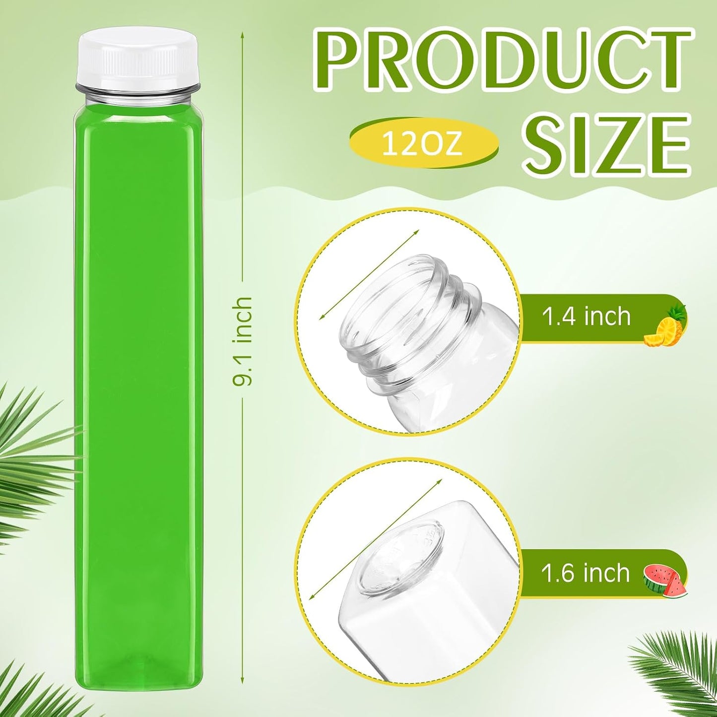 50 Botellas Plástico 12oz Reutilizables Transparentes
