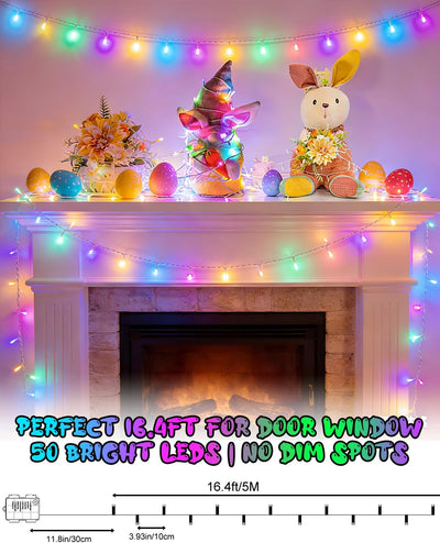 Guirnalda Luces Pascua 50 Led 16.4pies Impermeable Temporizador