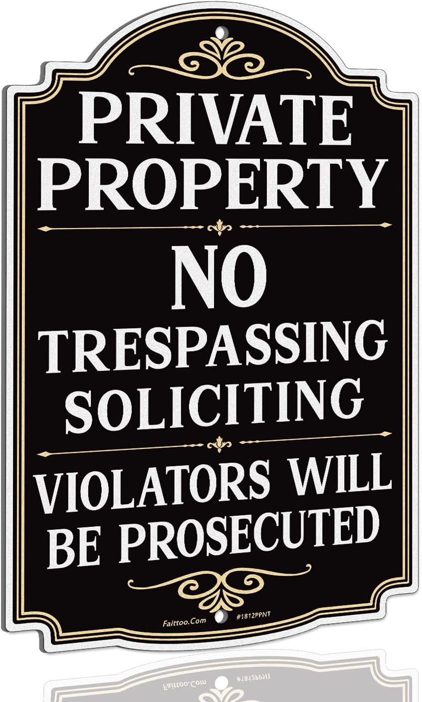 Señal privada no trespassing aluminio 17.5x11.6pulg resistente uv