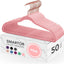 Perchas terciopelo rosa dorado pack 50 antideslizantes