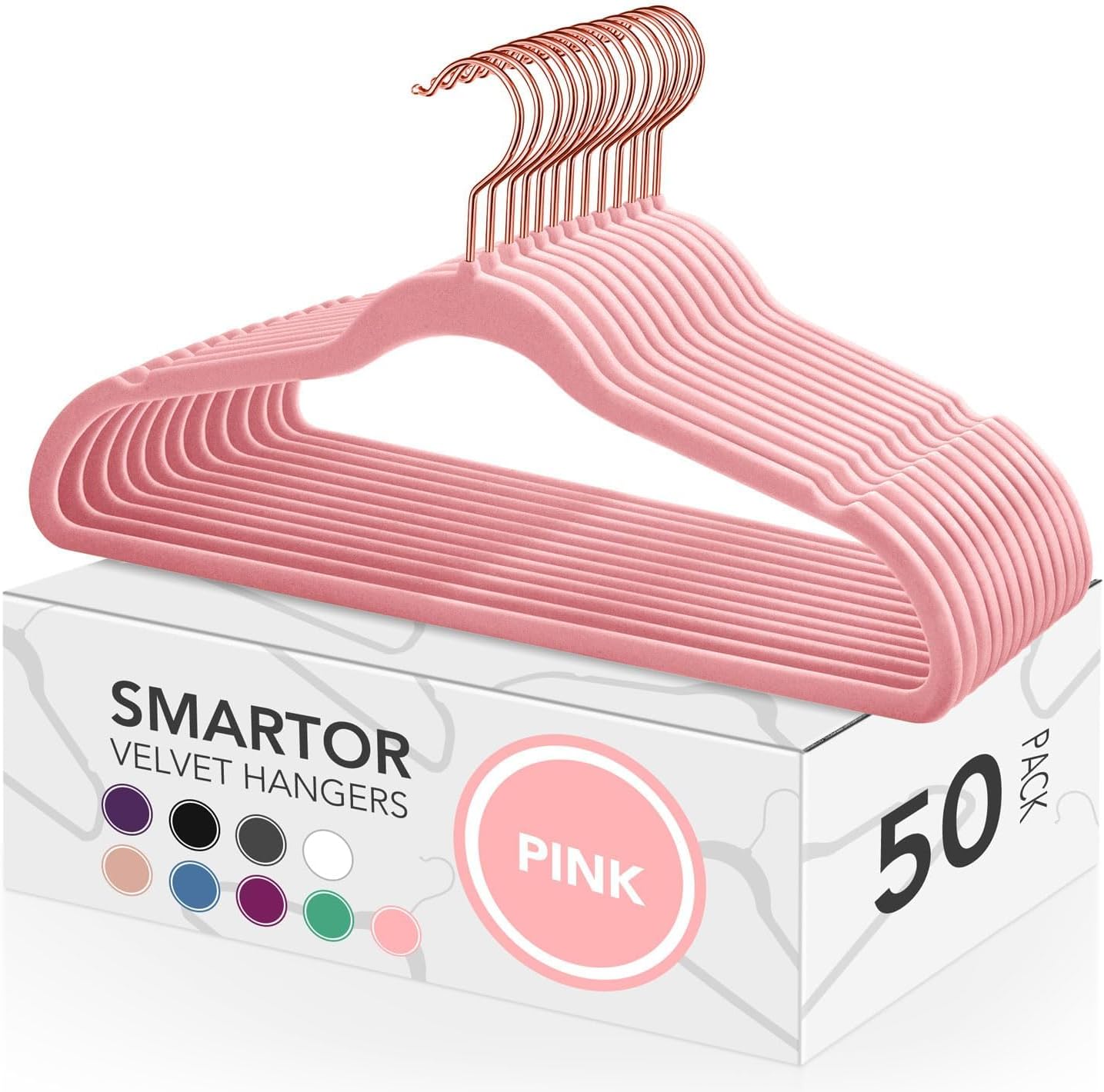 Perchas terciopelo rosa dorado pack 50 antideslizantes