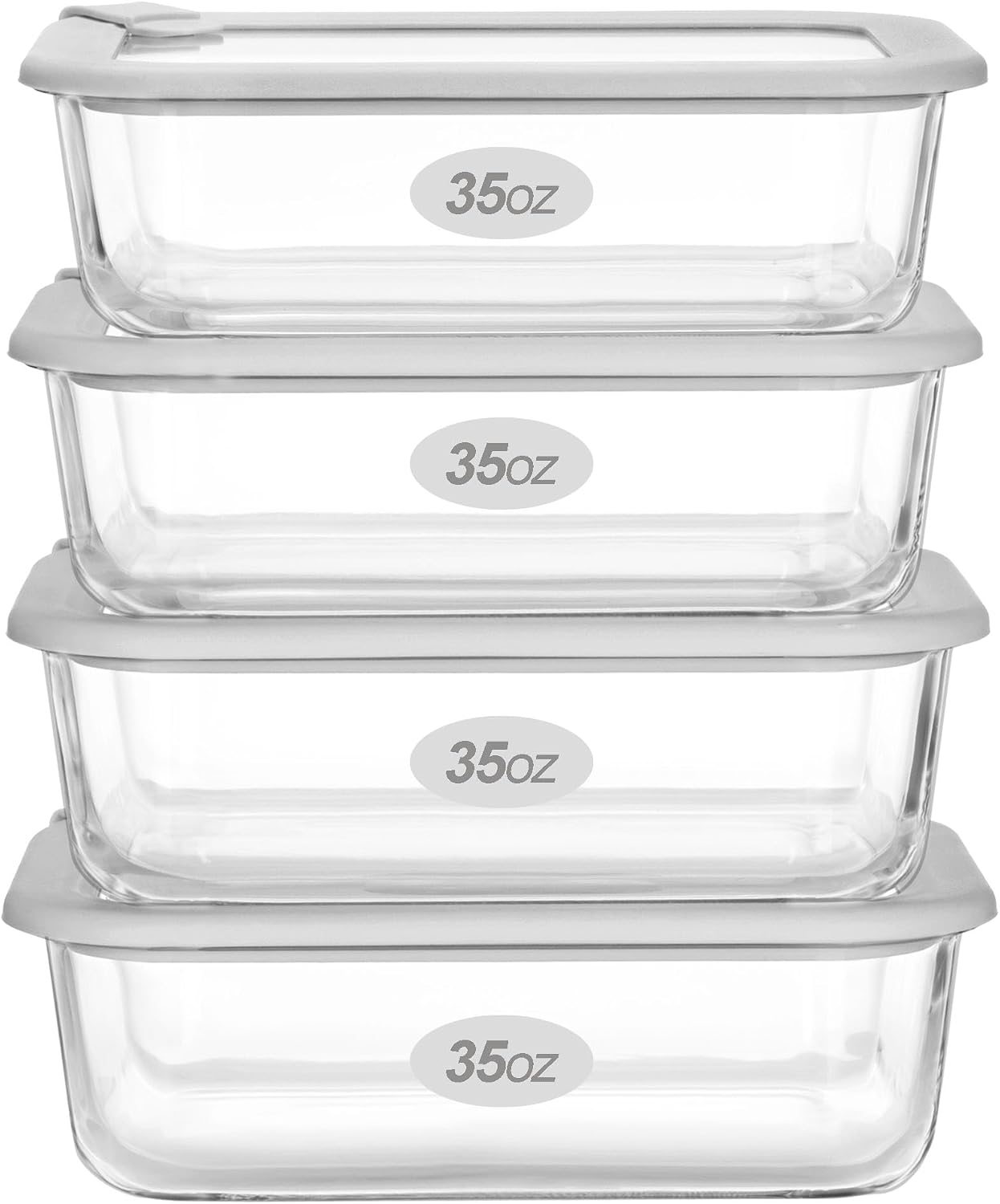 Set 4 Contenedores Vidrio Tapa Herméticos 35oz