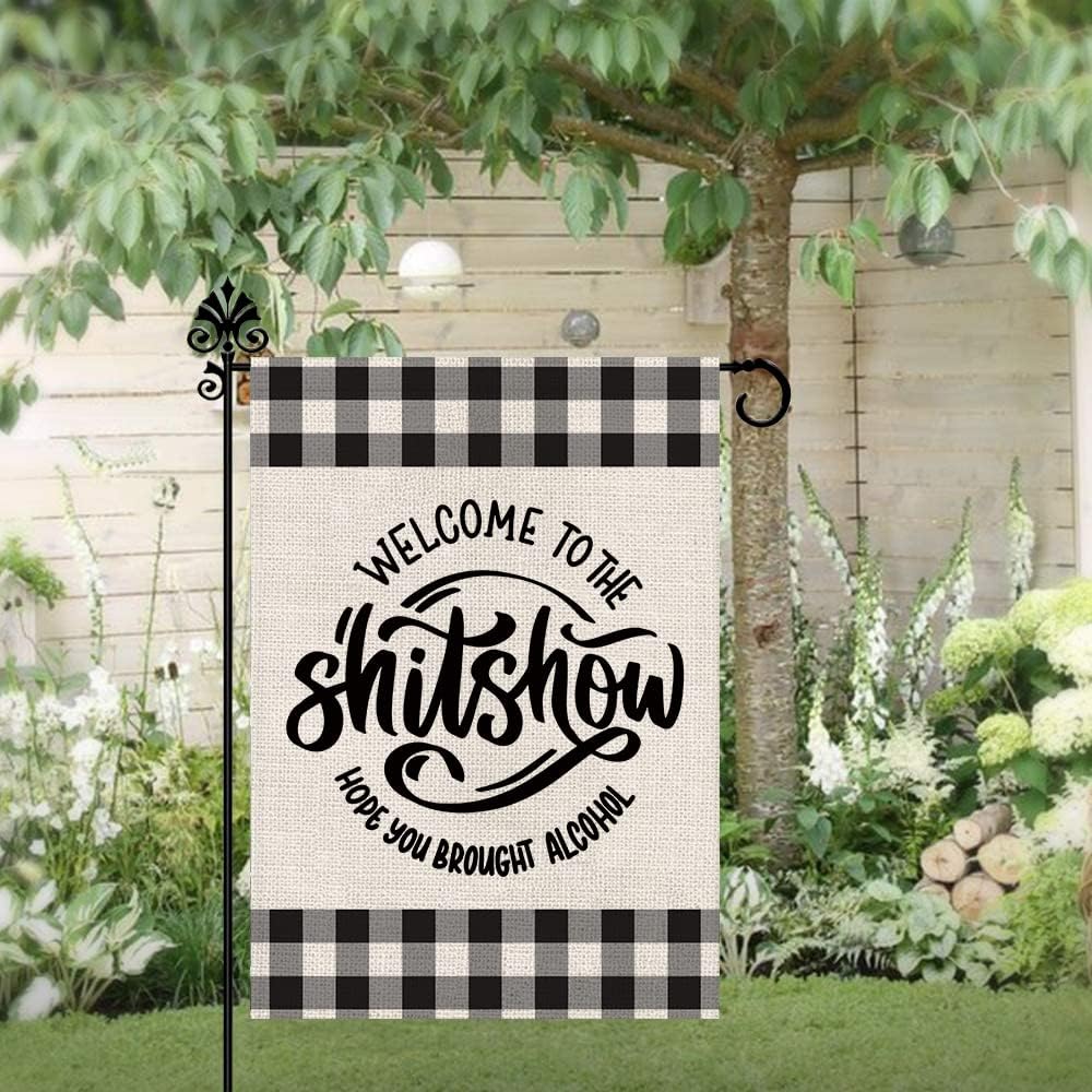 Bandera jardín doble cara 12.5x18" texto Welcome to the shitshow