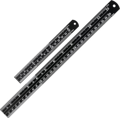Reglas de acero 15,2 y 30,5 cm negras planas