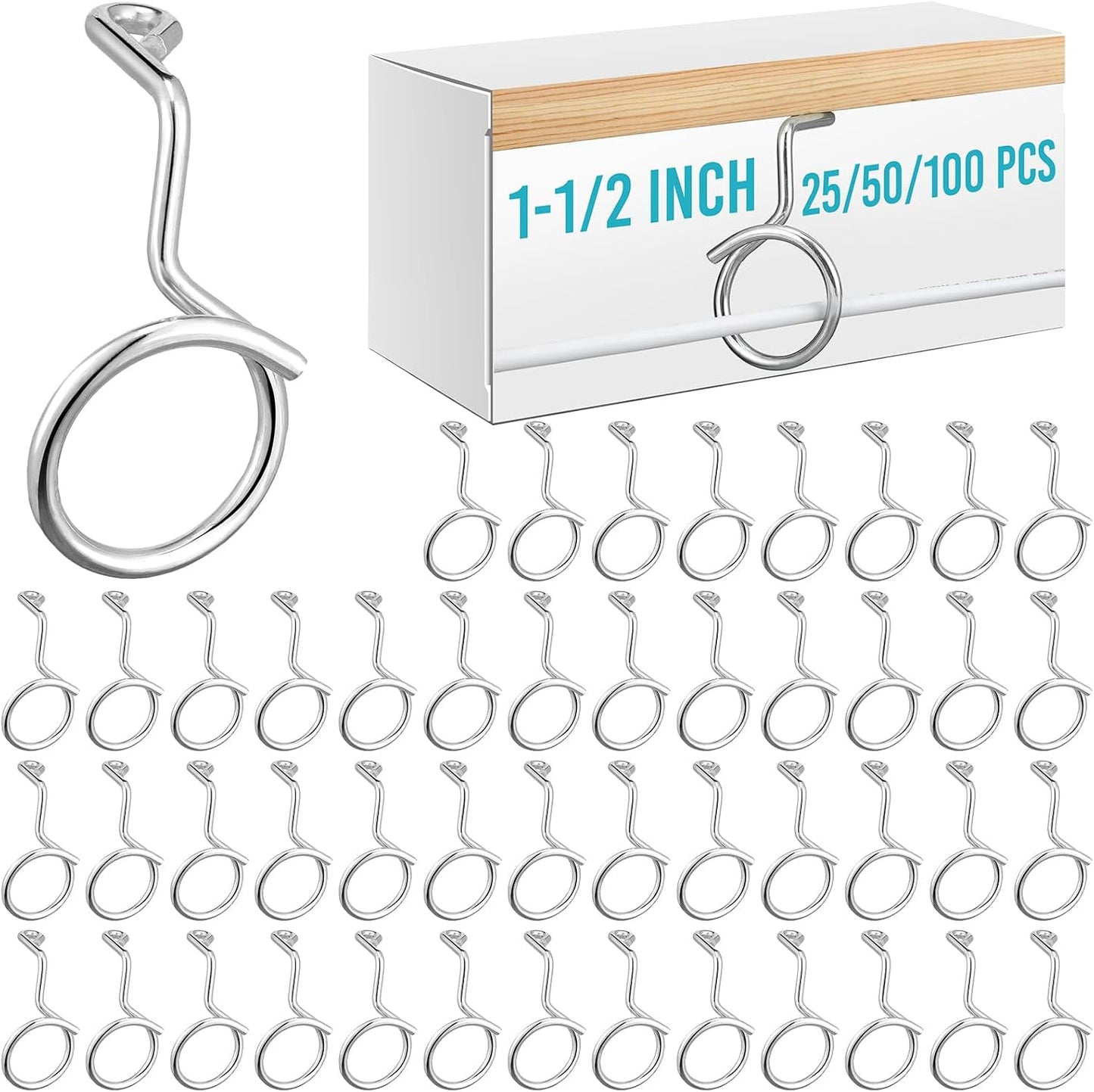 100 Anillos Brida para Cable Cat 6/7 1.5pulg Madera Hormigón