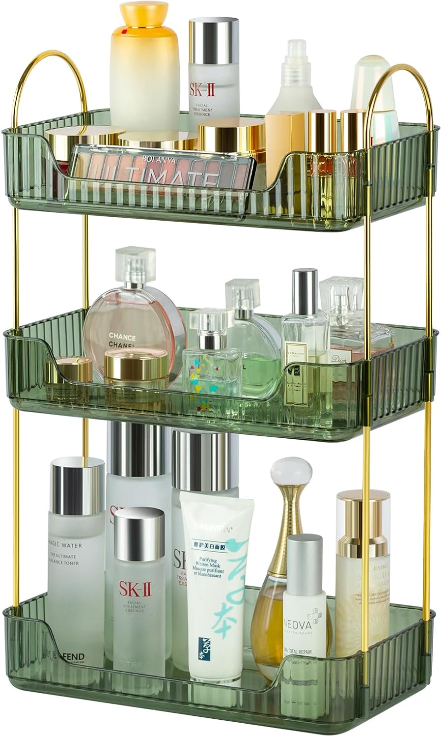 Organiz. baño 3 pisos estilo lujo para cosméticos