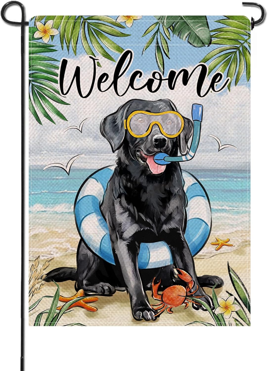 Bandera perro labrador negro decorativa exterior