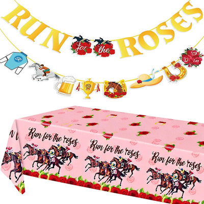 Manta para mesa de carreras de caballos con bandera decoración para fiesta de derby
