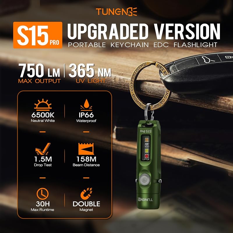 Linterna recargable S15Pro 750lúmenes EDC con imán 11 modos