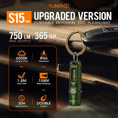 Linterna recargable S15Pro 750lúmenes EDC con imán 11 modos