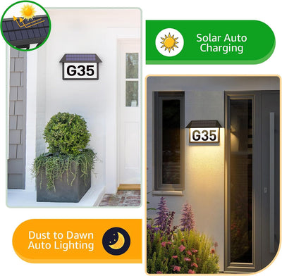 Letrero solar número luminoso casa impermeable patio