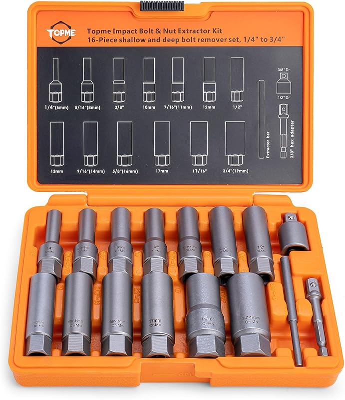Set extractor pernos impacto 16 pzas para bujías y tuercas