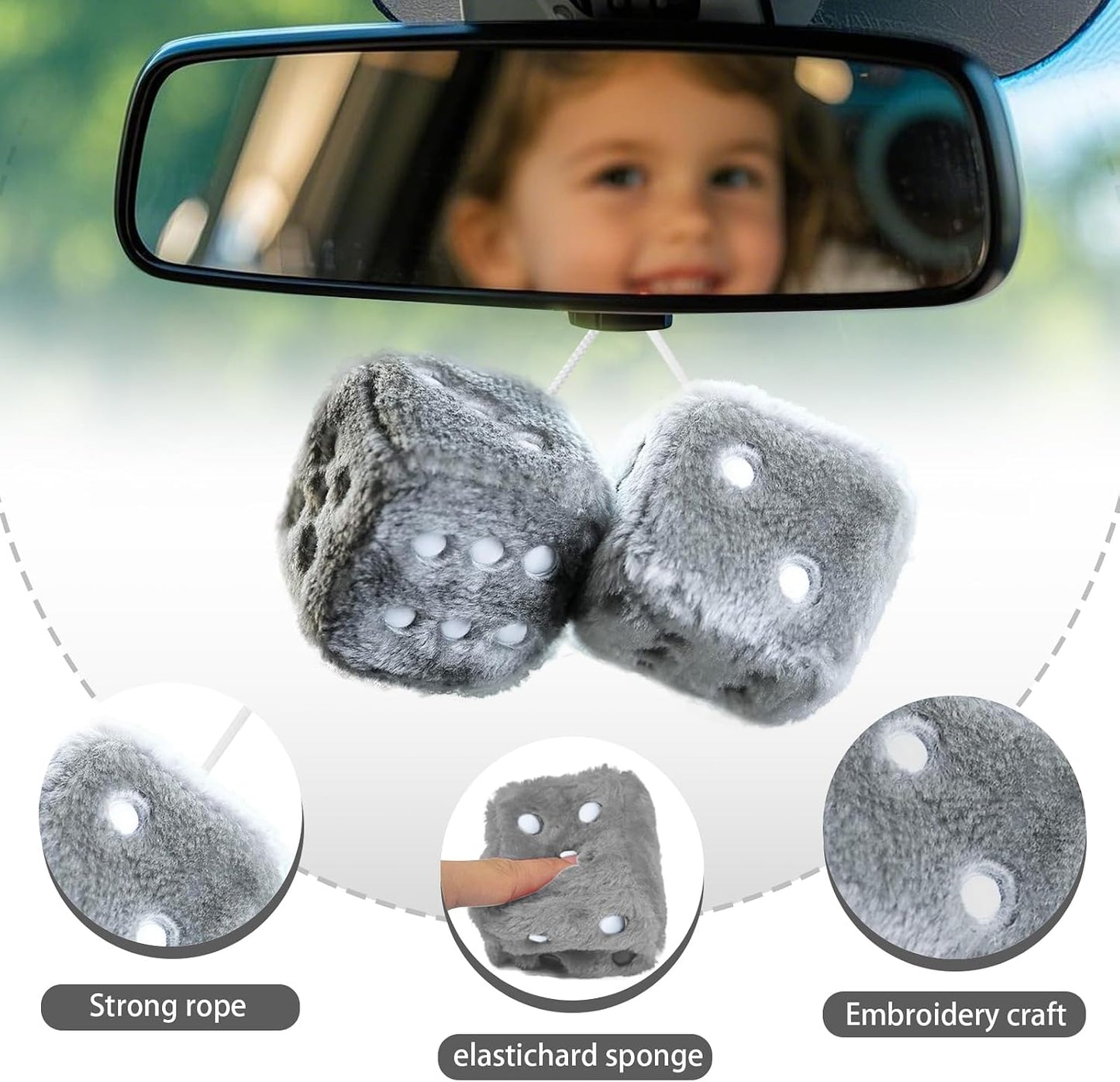 Par dados felpa lunares 3pulg accesorios coche