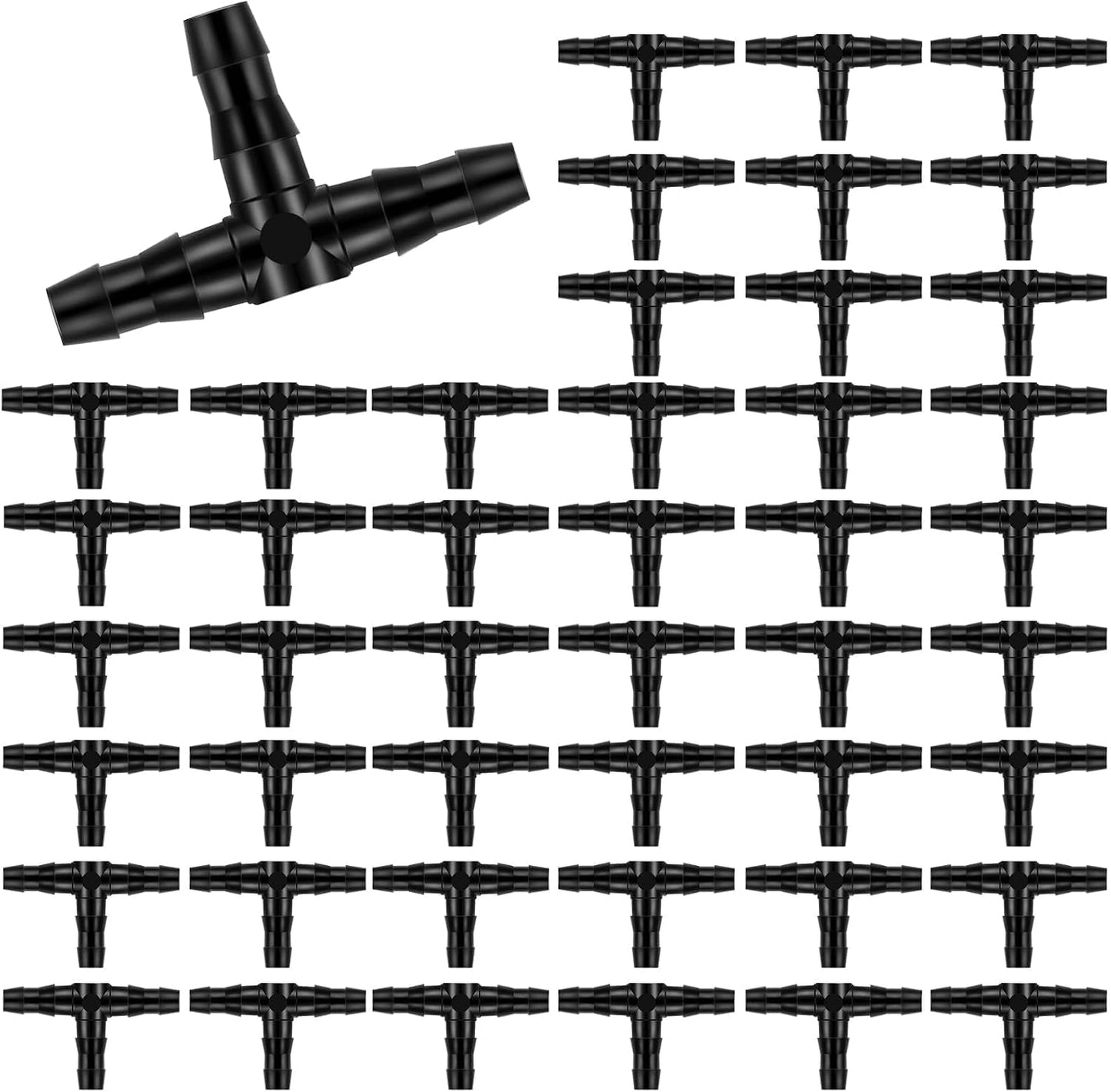 100 Pzas Accesorios T de 1/4pulg para Riego Goteo