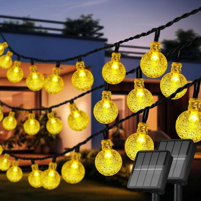 Pack 2 tiras LED solares 120 luces impermeables 72pies para jardín