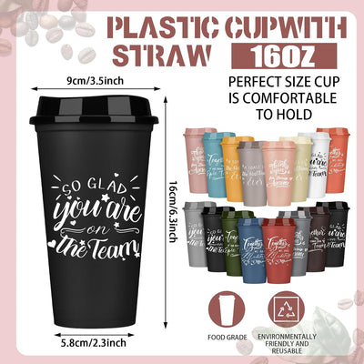 30 Vasos Plástico 16oz con Tapas Regalo Empleados