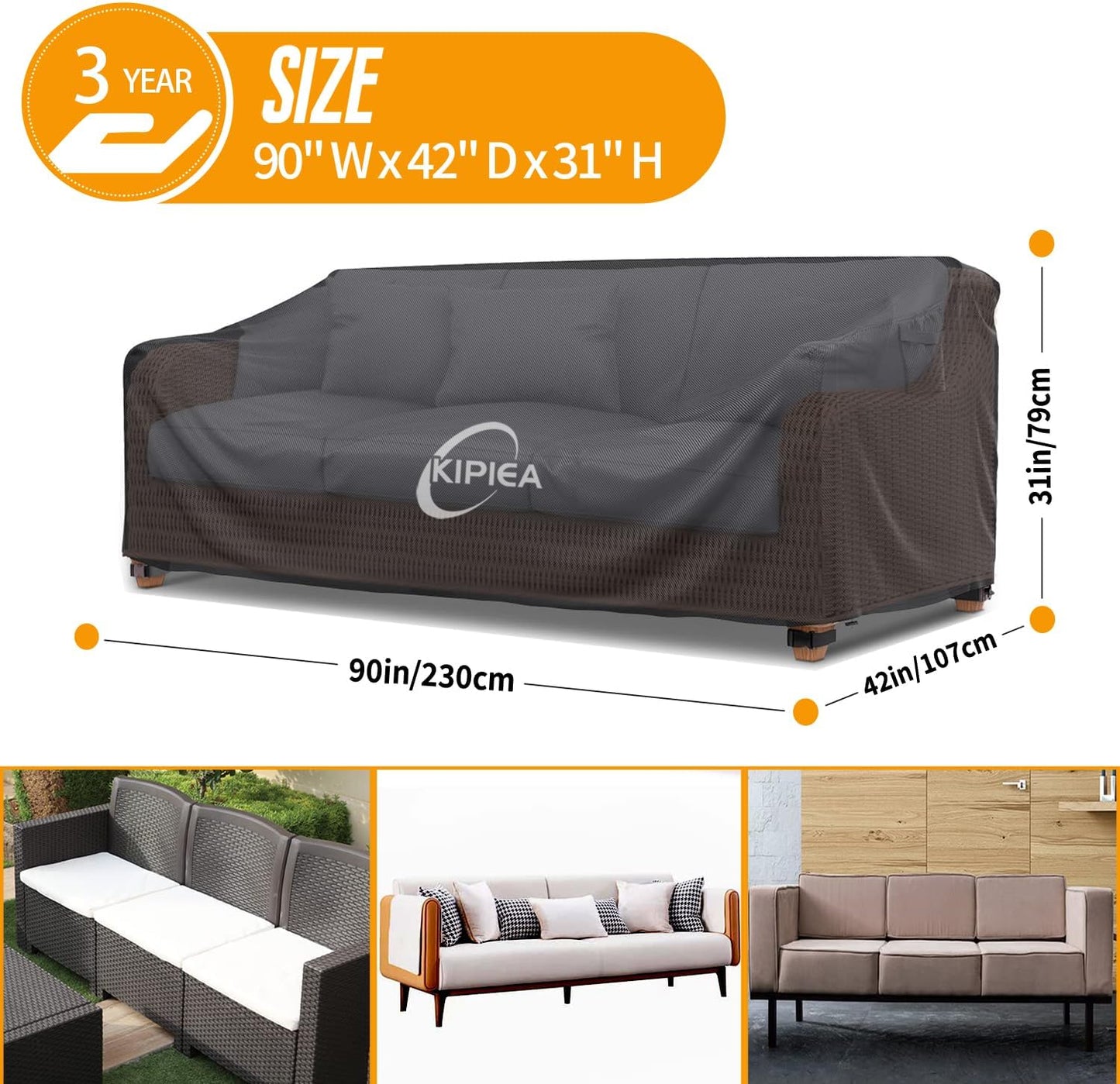 Funda sofá patio 3 plazas impermeable anti UV