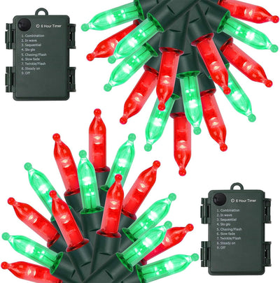 2 Luces Navidad 50 LED 16ft Batería 8 Modos