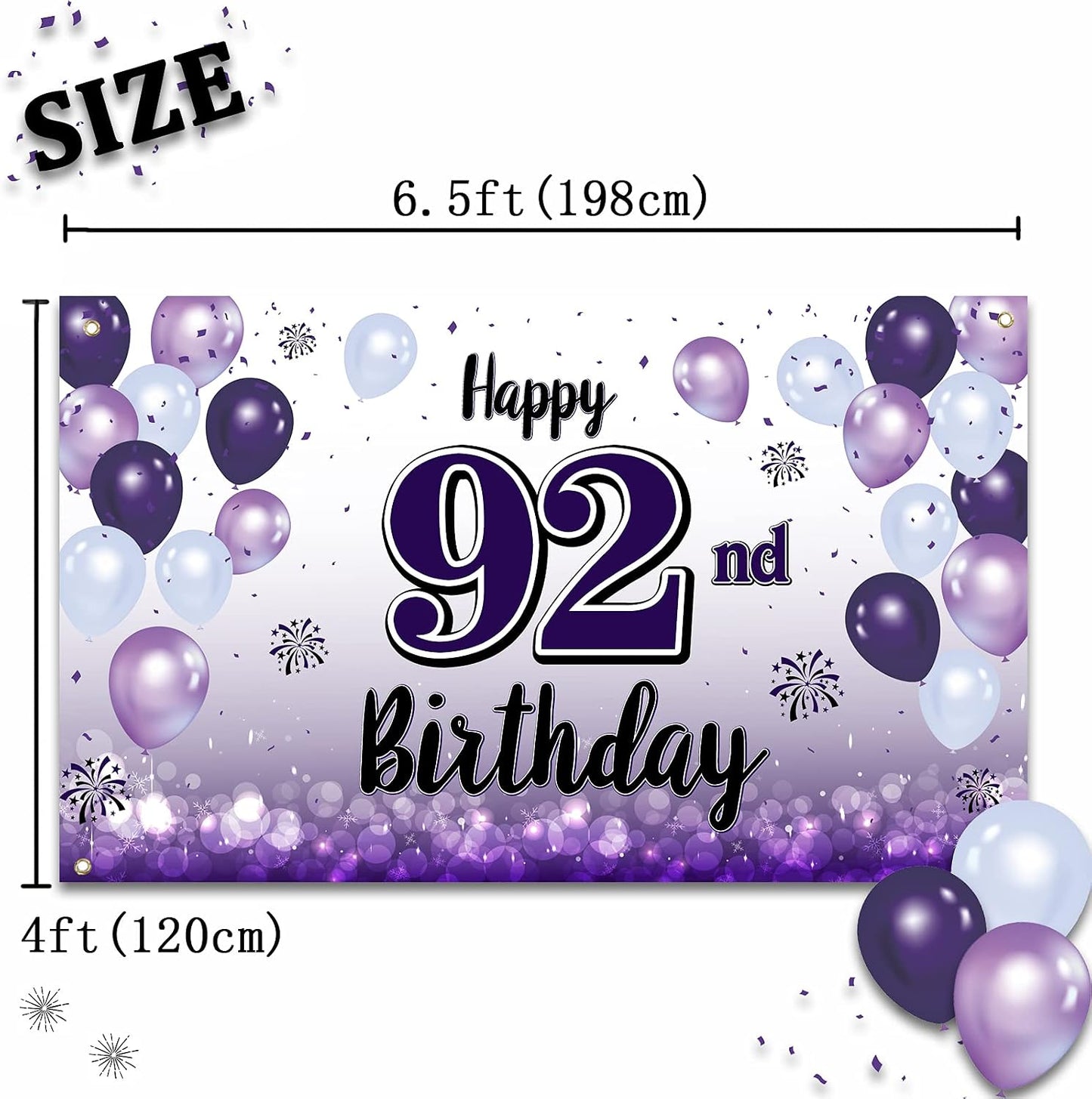 Decoración cumpleaños 92 globo morado grande