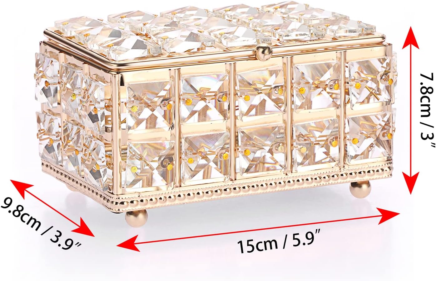 Caja joyas cristal vintage dorada para San Valentín boda