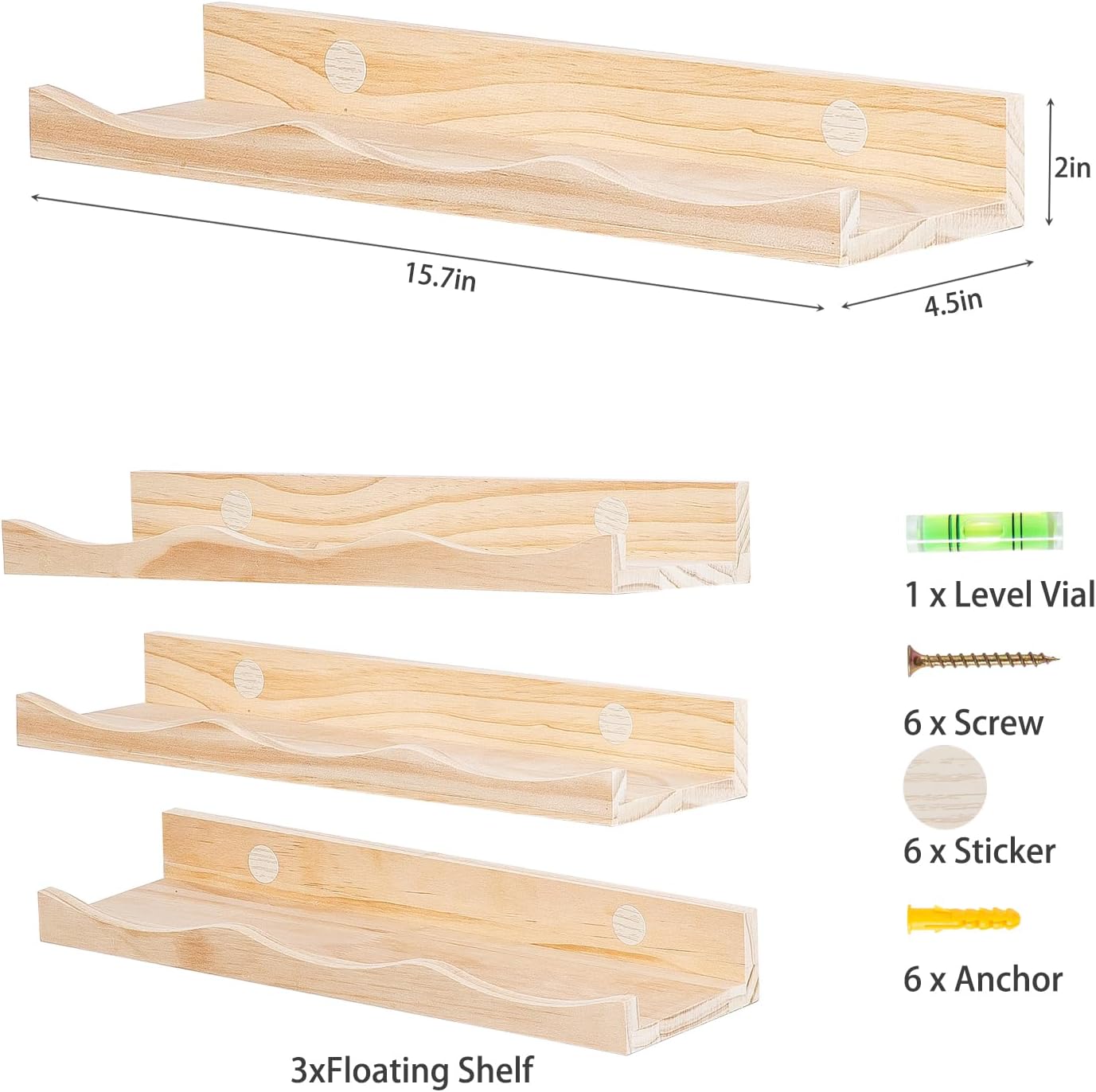 Estantería flotante para niños 15.7" set 3