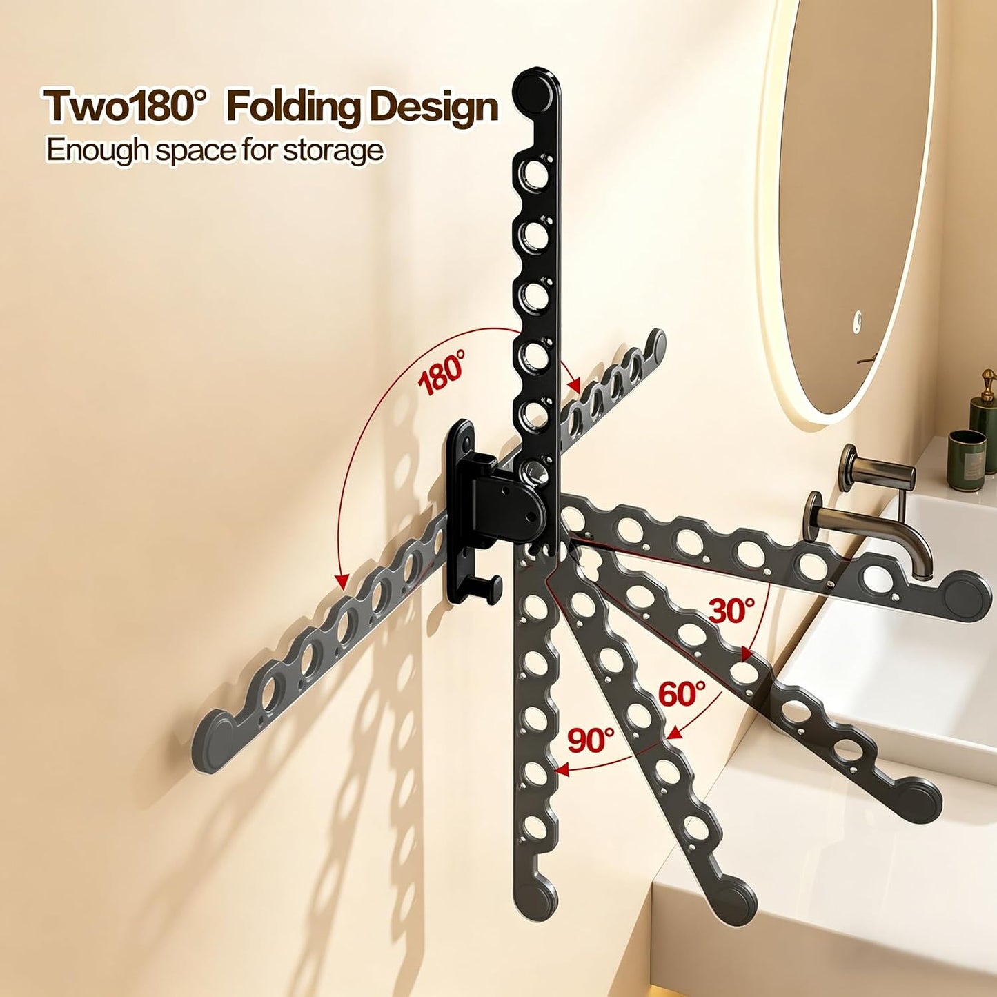 Estante secado ropa pared plegable negro
